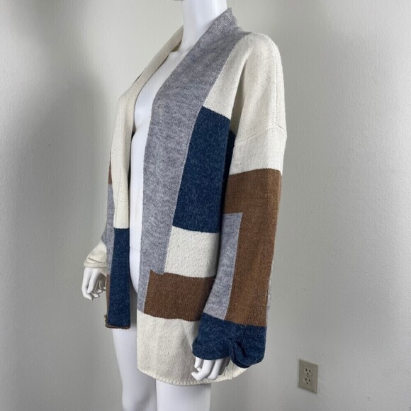 Fable Size M Colorblock Open Front Cardigan Sweater Relaxed Fit Loungewear - Picture 6 of 13
